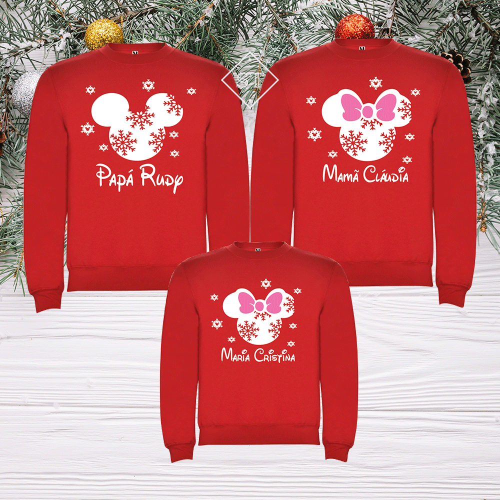 Sweatshirt Mickey Flocos Natal - Mamã