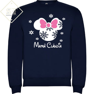 Sweatshirt Mickey Flocos Natal - Mamã