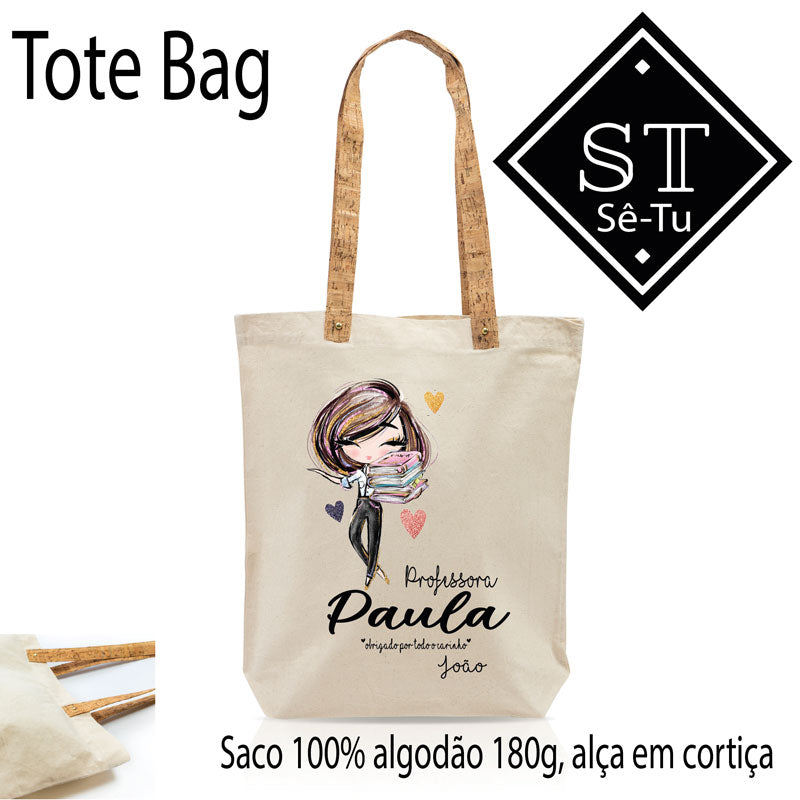 Tote Bag Alças de Cortiça Professora 3 - Sê-Tu